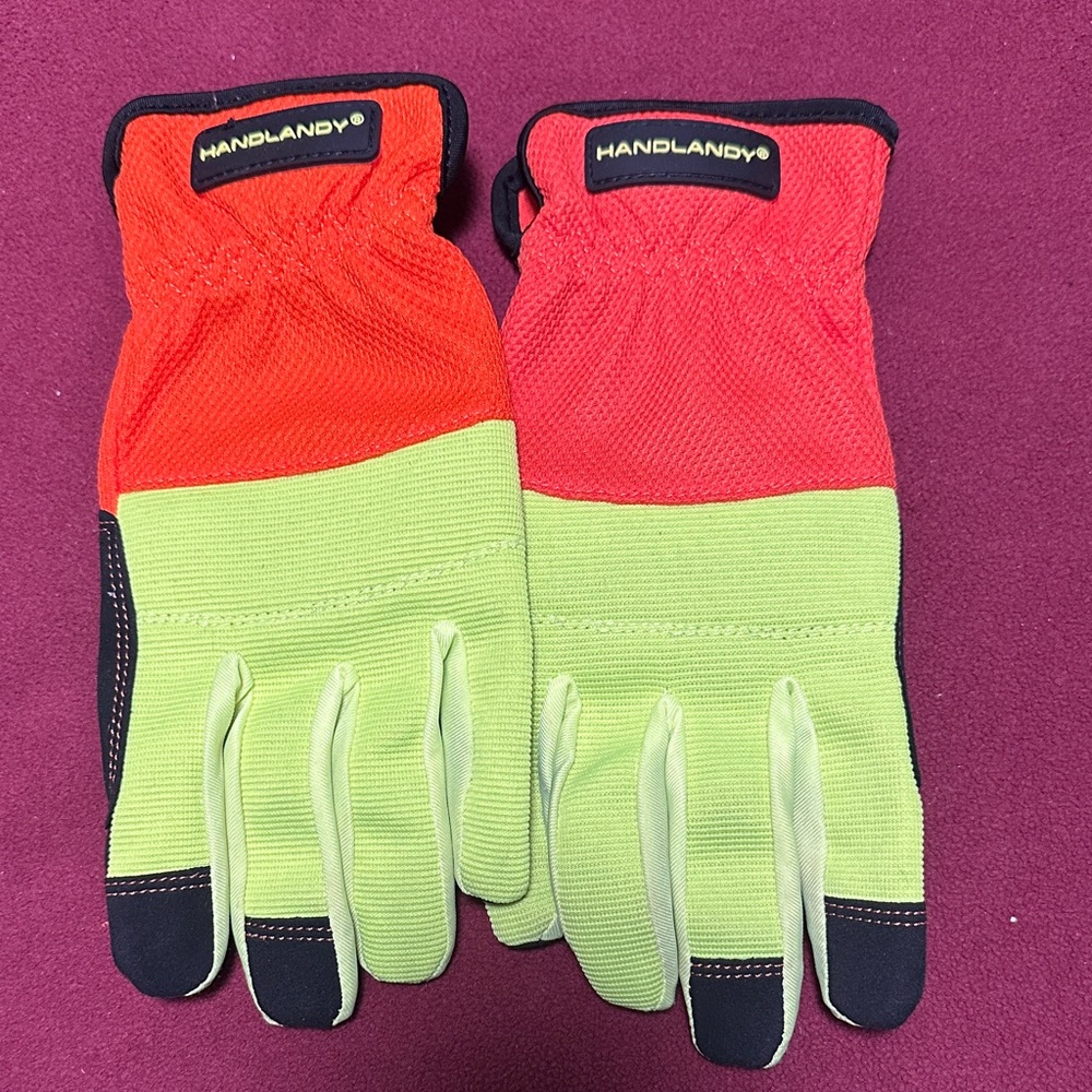 HANDLANDY High-Visibility Work Gloves in Neon Coral & Lime